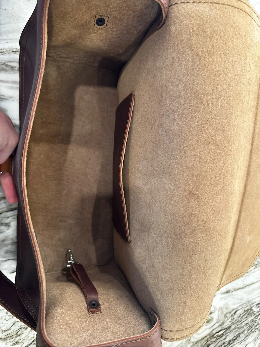 Saddleback Leather Satchel Bag - chestnut Brown with Tan Handles